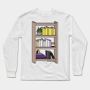 Nonbinary Pride Bookcase Long Sleeve T-Shirt